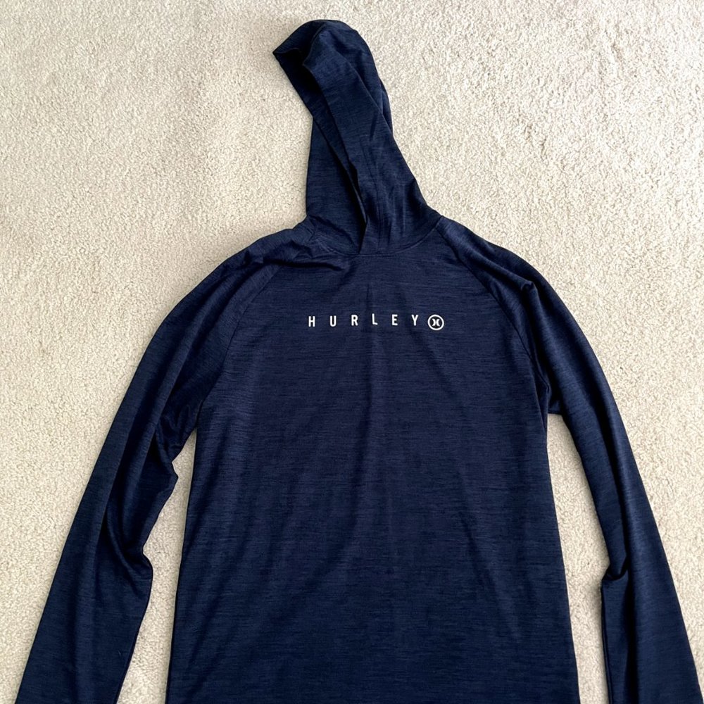 Men's Hurley Lightweight Long Sleeve Stretch Pullover Hoodie/Sweatshirt Navy S